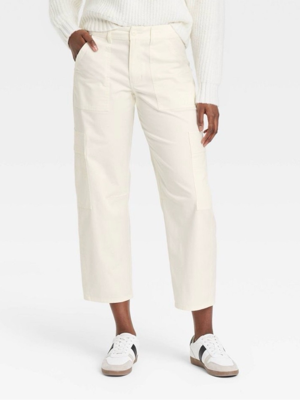 Universal Thread ivory white cream barrel leg cargo lightweight chino pants 10